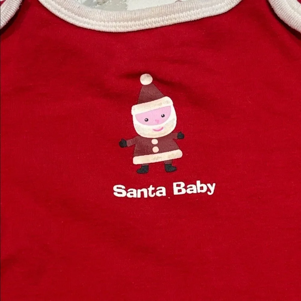 SANTA BABY Red Long Sleeve Infant Christmas Holiday One Piece 6-9M